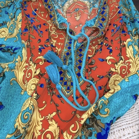 Urban Coco turquoise paisley top with tassels size medium - Picture 7 of 10